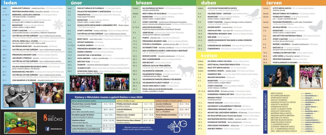 Kulturní dění v Dačicích - Kalendář akcí na rok 2024