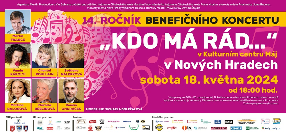 Pozvánka na benefiční koncert "Kdo má rád..." Kulturní akce v Jihočeském kraji