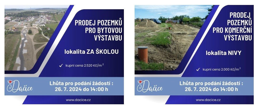 Dačice - Prodej pozemků pro bytovou a komerční výstavbu