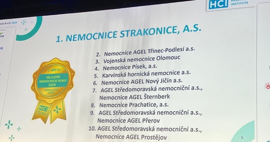 Strakonická nemocnice je Nejlepší nemocnicí roku 2024