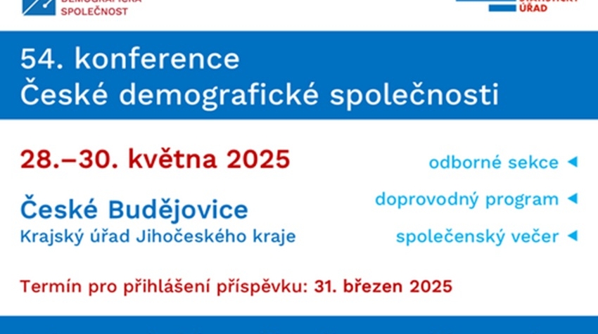 54. konference České demografické společnosti se bude konat v Českých Budějovicích